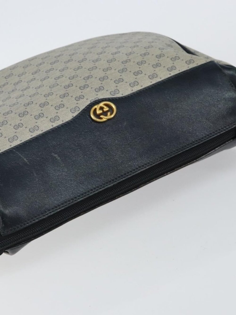 Authentic GUCCI Micro GG Supreme Shoulder Bag PVC Navy Gold 001 115 0918 - Picture 13 of 16